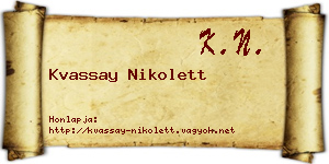 Kvassay Nikolett névjegykártya